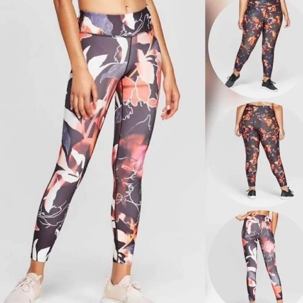 joylab legging pink orange abstract print